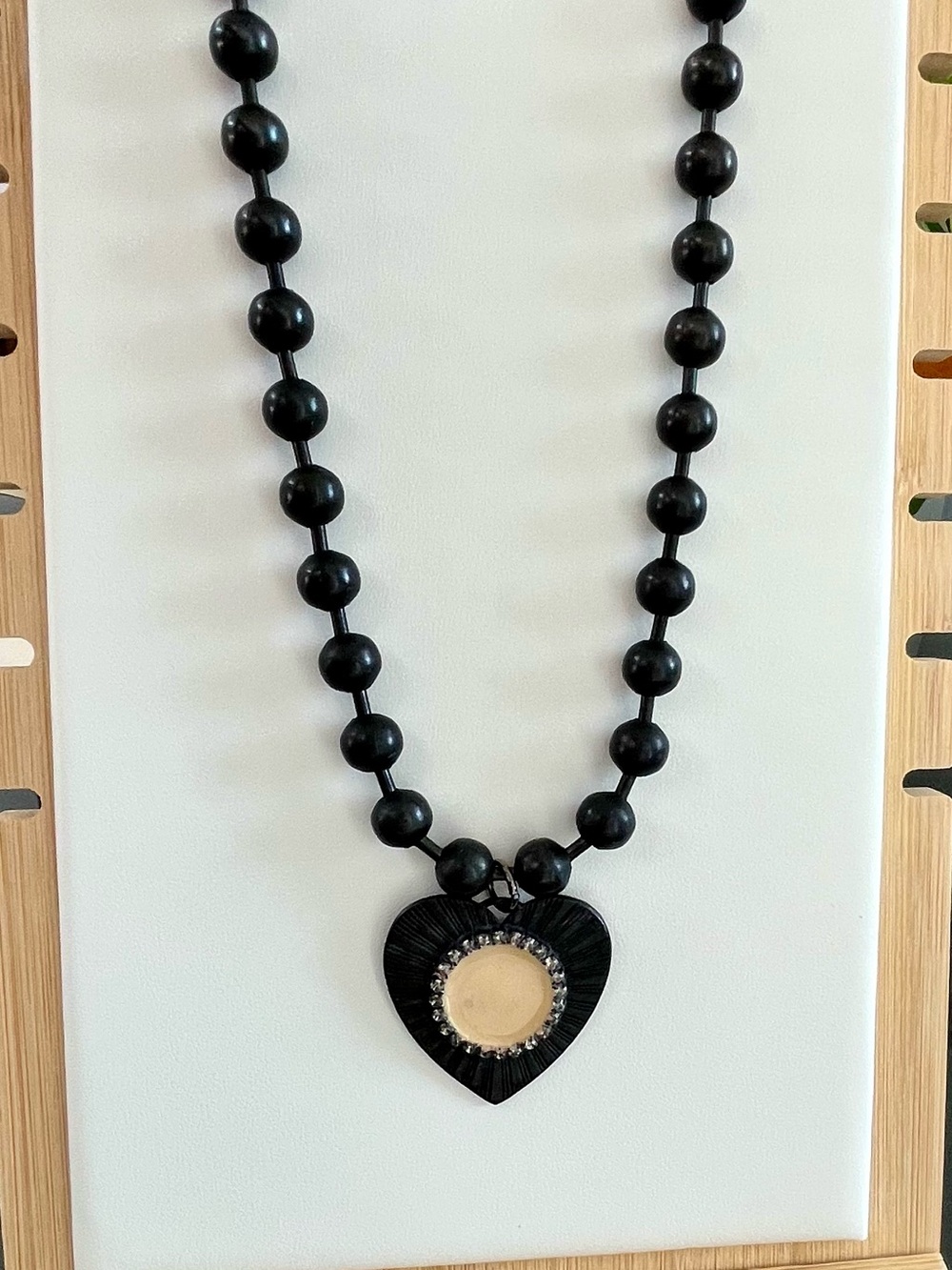 TOVA Black Heart Pendant Statement Necklace